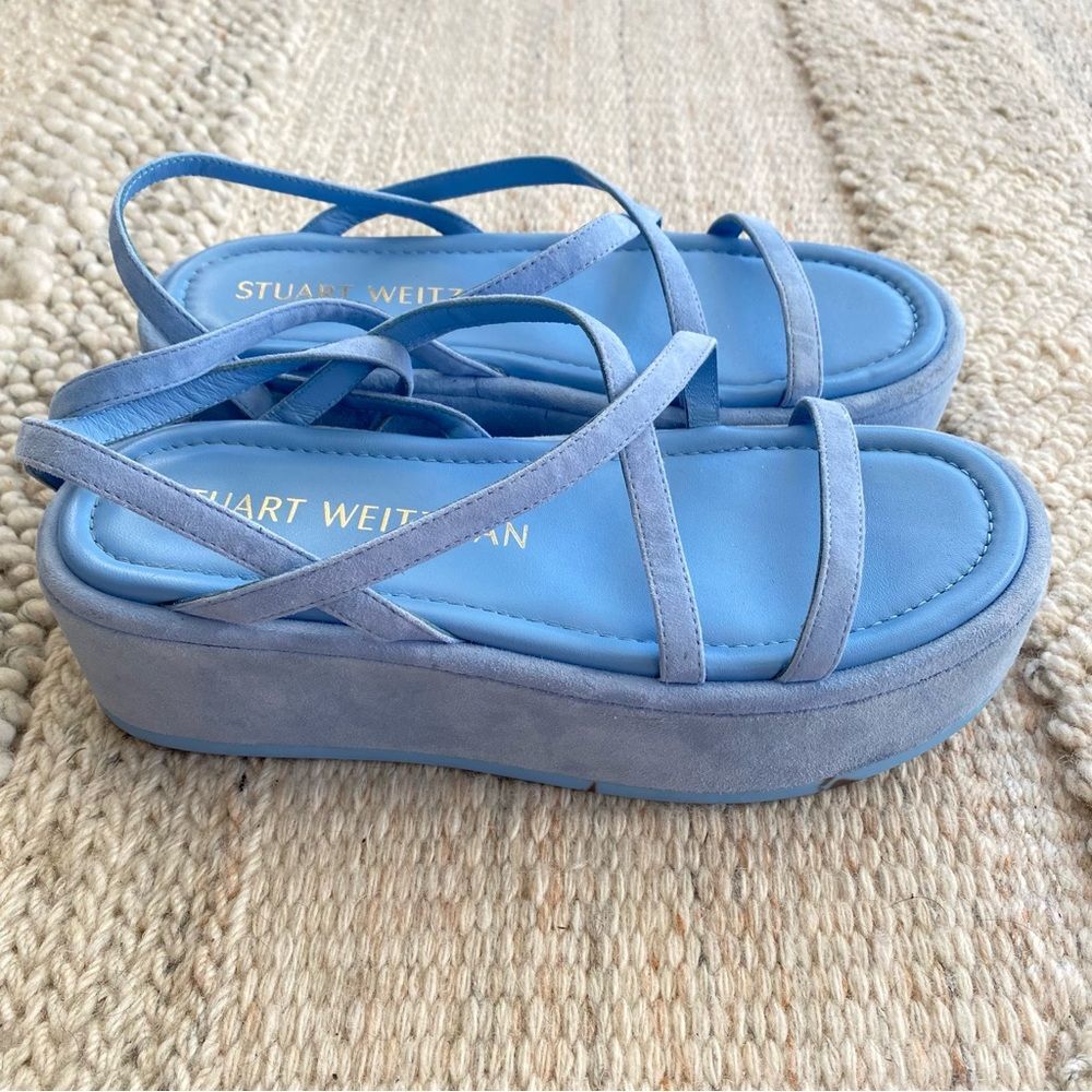 Stuart Weitzman Summerlift Platform Sandal Blue Size 7 - Picture 9 of 13
